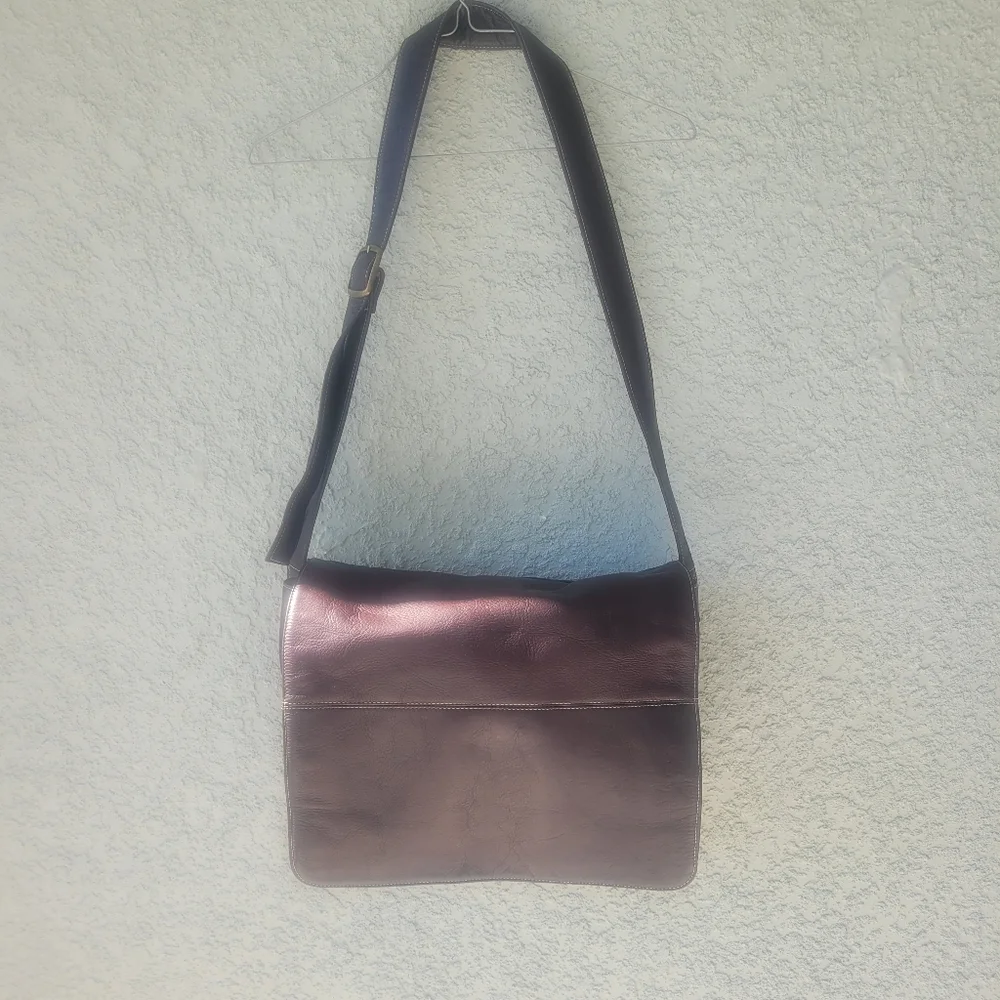 Dark Brown Genuine Leather Messenger Bag Crossbody Large Minimalist